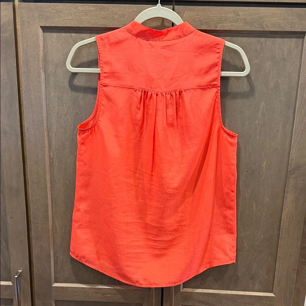 J. Crew Sleeveless Utility Blouse Orange Mandarin Collar Popover Size Small